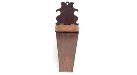 Antique Mahogany Wooden Hanging Candle Box Unique Crest