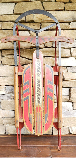 Vintage "Trail Breaker" 40" Red and Blue Sled - Mid Century 1950's