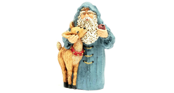 June McKenna 1992 Collectible Flat Back Christmas Ornament Santa and Reindeer