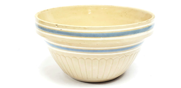 Early McCoy 11 1/2" Blue & White Banded Mixing Bowl USA #424