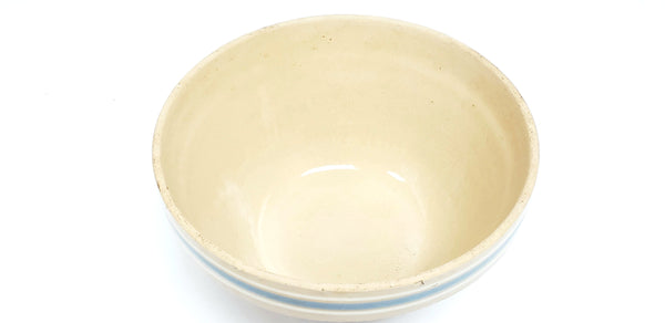 Early McCoy 11 1/2" Blue & White Banded Mixing Bowl USA #424