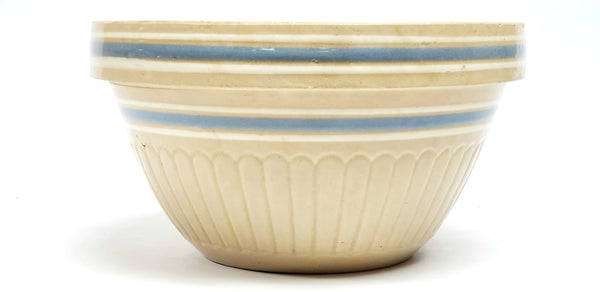Early McCoy 11 1/2" Blue & White Banded Mixing Bowl USA #424