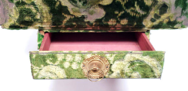 Antique Victorian Green Velvet Photo Album w/ Drawer, Stand & Cabinet Cards - Late 1800s