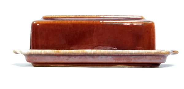 Hull "Brown Drip" Mirror Brown Butter Dish with Lid USA