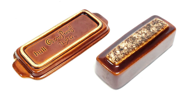 Hull "Brown Drip" Mirror Brown Butter Dish with Lid USA
