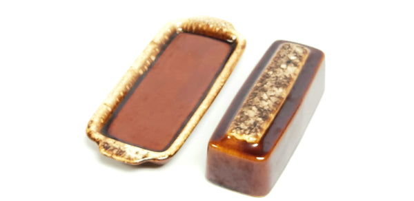Hull "Brown Drip" Mirror Brown Butter Dish with Lid USA