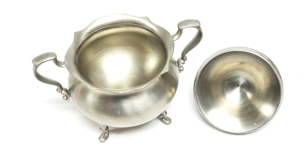 Vintage English Pewter Raised Footed 3 Piece Tea Set - Sheffield England by Leonard