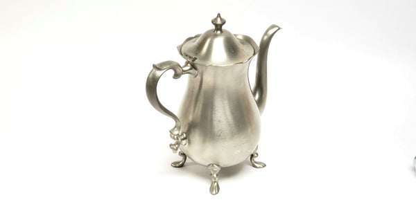 Vintage English Pewter Raised Footed 3 Piece Tea Set - Sheffield England by Leonard