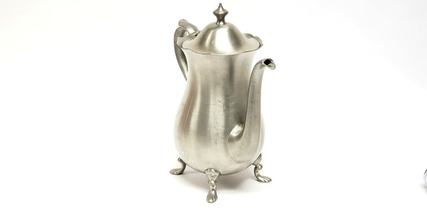 Vintage English Pewter Raised Footed 3 Piece Tea Set - Sheffield England by Leonard