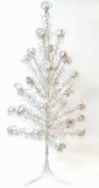 1950's "Sparkler" Retro Aluminum Pom Pom Christmas Tree w/ Original Instructions