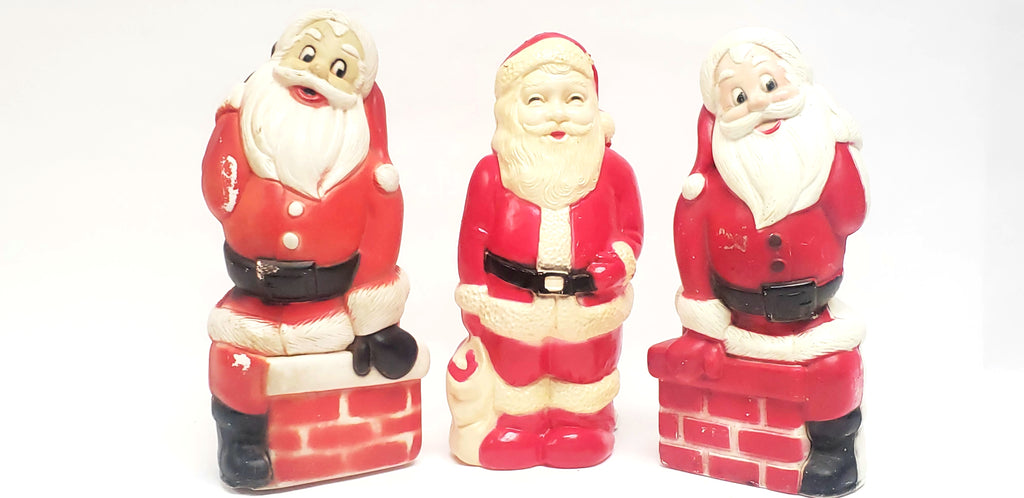 Vintage Indoor Light-Up Santa's Christmas Blow Molds