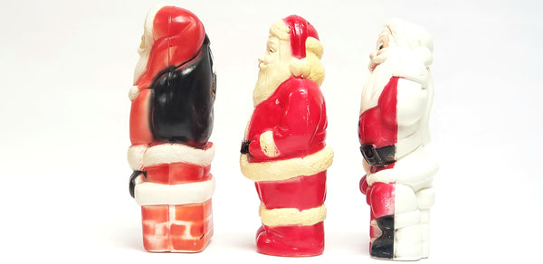 Vintage Mid Century Indoor Light-Up Santa's Christmas Blow Molds