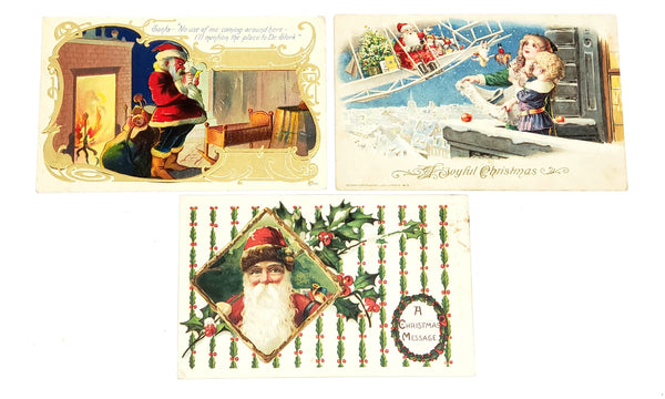 Antique Christmas Santa Claus Postcards Printed in Germany Early 1900s