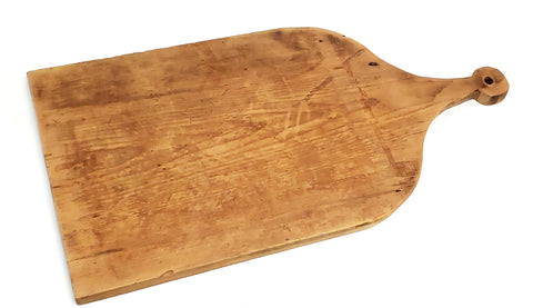 Large Vintage Farmhouse Dough Cutting Bread Board w/ Lollipop Handle, 4 Pounds