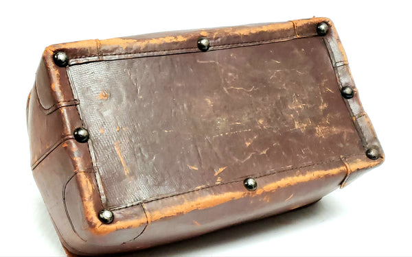 Leather Doctor Medical Apothecary Carrying Bag with Key ~ Early 1900's