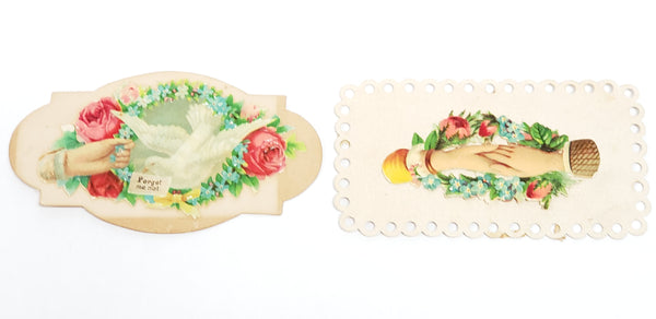 Victorian Era Embossed Paper Die-Cuts, Cut-Outs 7 Floral  c. Late 1800s