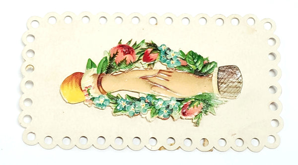 Victorian Era Embossed Paper Die-Cuts, Cut-Outs 7 Floral  c. Late 1800s