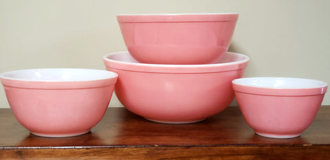 Vintage Pyrex Solid Pink Mixing Nesting Bowls - Set of 4