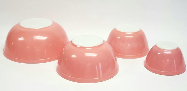 Vintage Pyrex Solid Pink Mixing Nesting Bowls - Set of 4