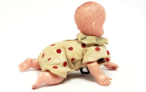 Vintage Mechanical Wind-up Crawling Baby Toy Collectible c. 1930-1950's