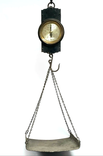 Antique General Store Hanging Scale w/ Pan by Landers Frary & Clark
