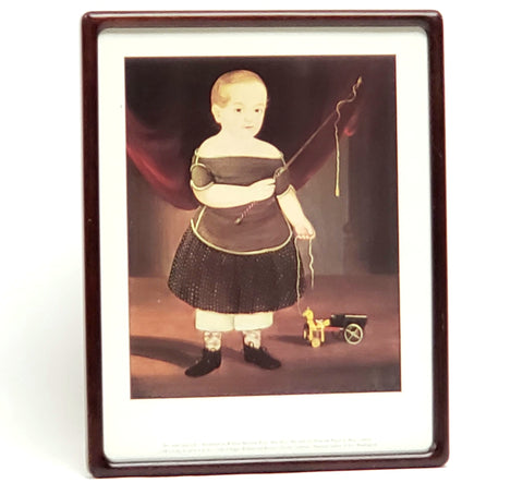 Framed Folk Art Print of William Matthew Prior "Boy with Toy Horse and Wagon"