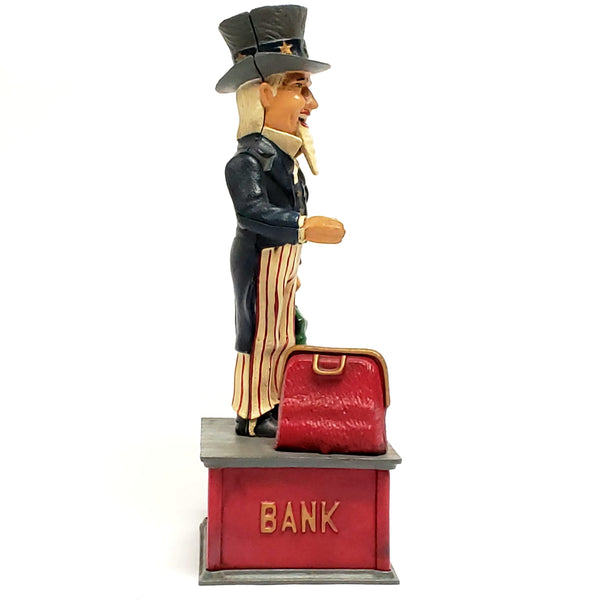 Uncle Sam Mechanical Bank w/ Signed Certificate of Authenticity "Book of Knowledge"