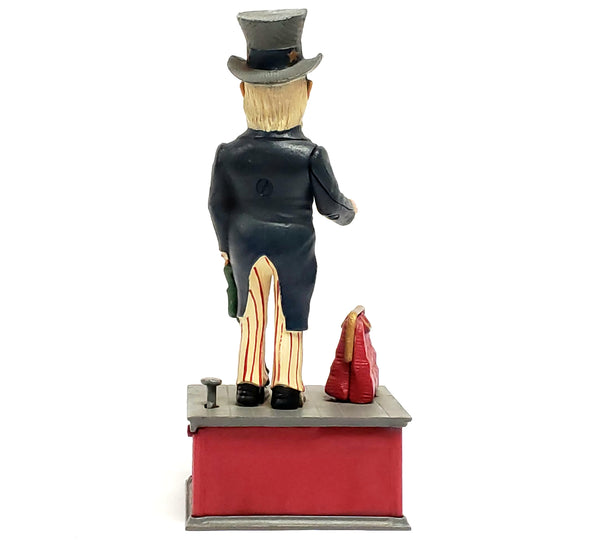 Uncle Sam Mechanical Bank w/ Signed Certificate of Authenticity "Book of Knowledge"