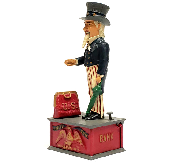 Uncle Sam Mechanical Bank w/ Signed Certificate of Authenticity "Book of Knowledge"