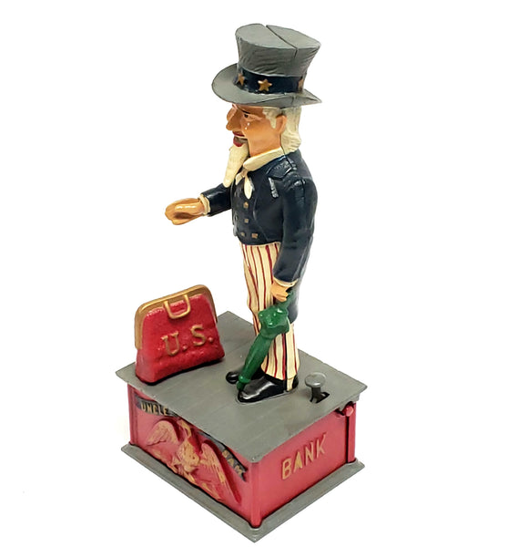 Uncle Sam Mechanical Bank w/ Signed Certificate of Authenticity "Book of Knowledge"