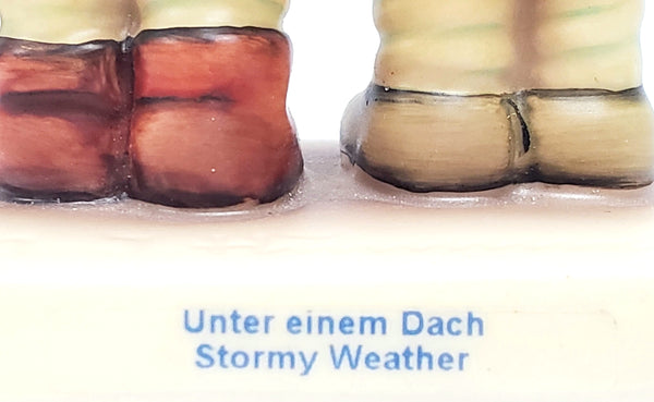 Hummel Figurine "Stormy Weather" by Goebel Girl & Boy Under Umbrella TMK-8 Keepsake Gift