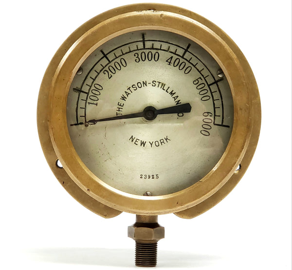Antique Brass Pressure 6000 psi Gauge - The Watson-Stillman Co. Hydraulics