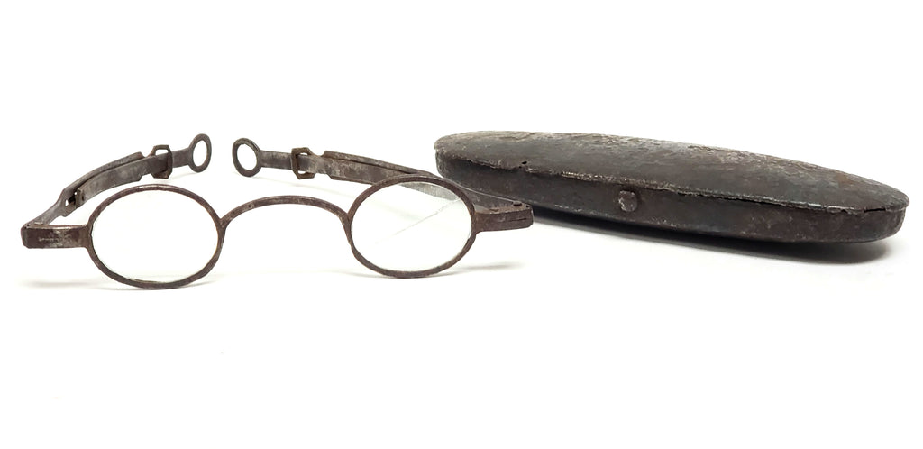 Antique Temple Spectacles with Original Tin Case  Circa 1810-1830