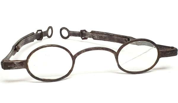 Antique Temple Spectacles with Original Tin Case  c. 1810-1830
