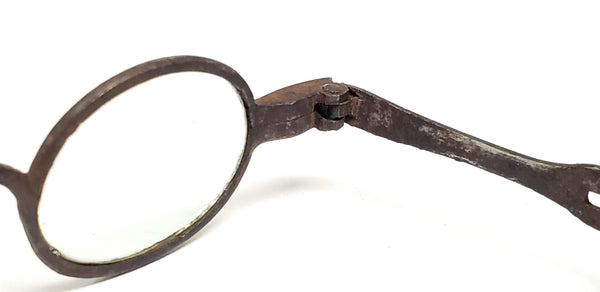 Antique Temple Spectacles with Original Tin Case  c. 1810-1830