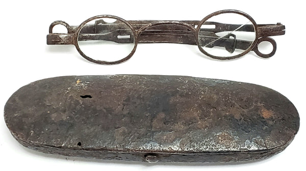 Antique Temple Spectacles with Original Tin Case  c. 1810-1830