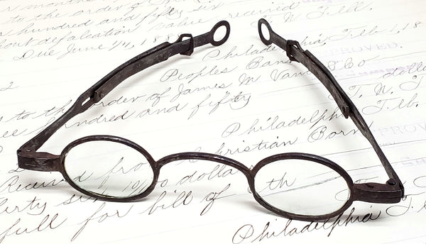 Antique Temple Spectacles with Original Tin Case  Circa 1810-1830