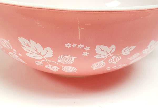 Vintage Pyrex "Gooseberry" Pink & White Cinderella Mixing Nesting Bowl Set of 3