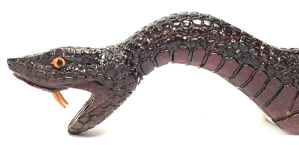Unusual Wood Carved Paper Knife, Mythical Figural Serpent Snake Head