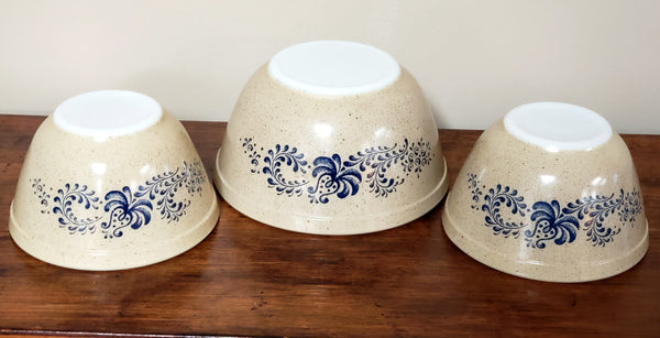 Vintage Pyrex "Homestead" Mixing Bowls - Collection of 3,  #401 #402