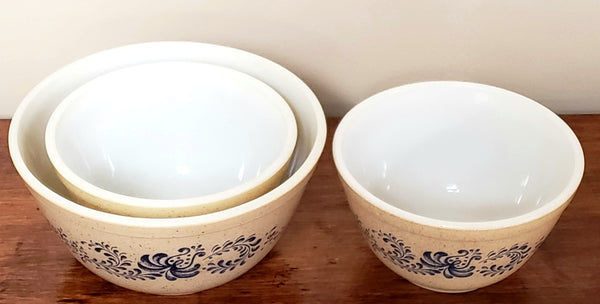 Vintage Pyrex "Homestead" Mixing Bowls - Collection of 3,  #401 #402