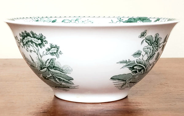 Spode Green Archive Collection, "Girl at Well" Cranberry/Rice Bowl  - Made in England