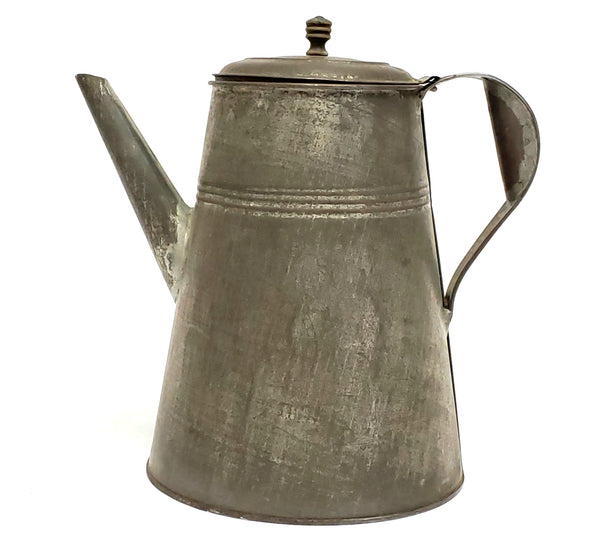 Antique 10 1/2" Tin Coffee Pot With Soldered Seams