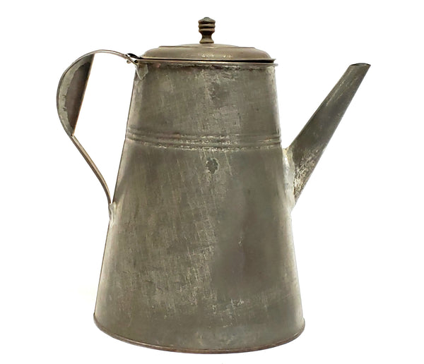 Antique 10 1/2" Tin Coffee Pot With Soldered Seams
