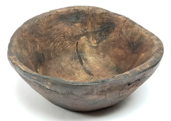 Early Primitive Hand Carved Wooden Grease Bowl