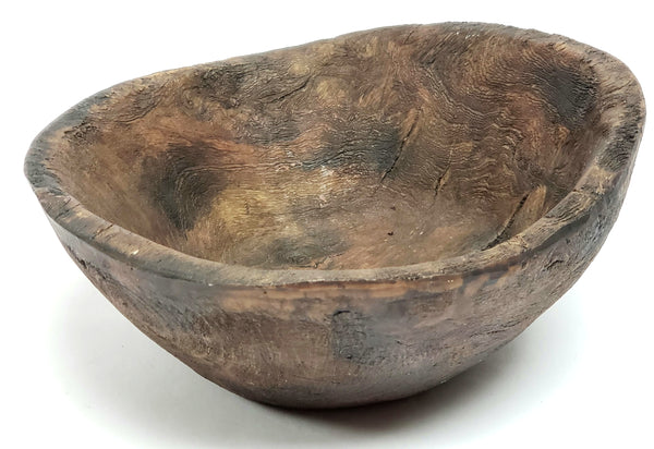 Primitive Hand Carved Wooden Grease Bowl