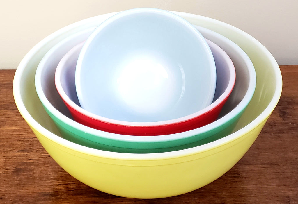 Pyrex, Primary Mixing Bowls (4 Bowls Only with Numbers)