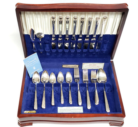 Oneida Community "Milady" Silverplate 52 Pc Flatware Set w/ Case 1940's