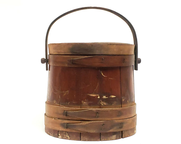 Vintage Wooden Firkin - Lidded Bentwood Sewing Storage Bucket