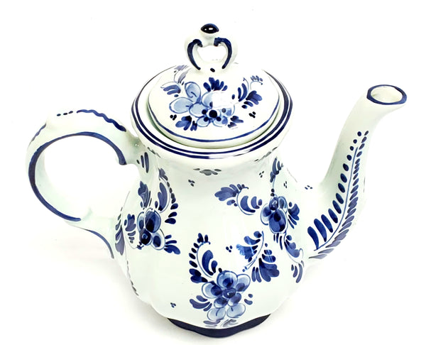 Delft Blue and White Hand Painted Floral Tea Pot, Holland #212